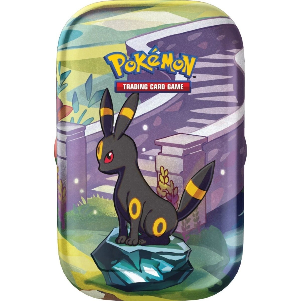 pokemon karmesin & purpur prismatic evolutions mini tin (de zufälliges motiv)